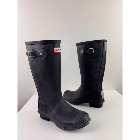 Hunter Original Kids Tall Rain Boots Blue 2B/3G Rubber Buckle Waterproof Pull On - Picture 2 of 8